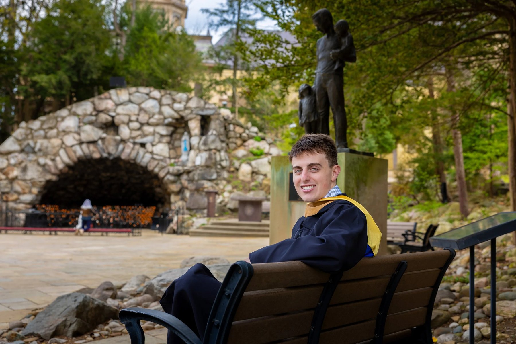 Graduate on bench